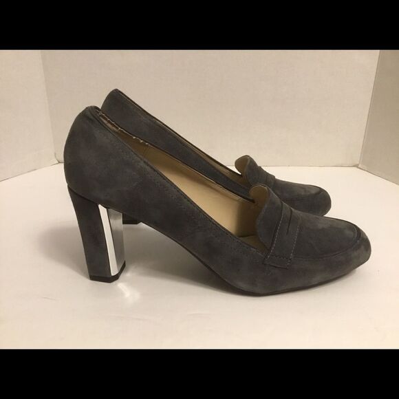 adrienne vittadini suede gray heels pezant Sz 9.5M - Picture 1 of 8